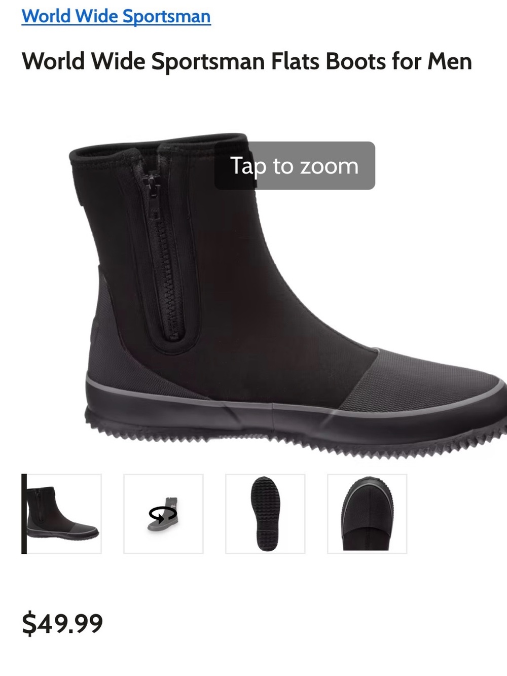 Black Mens flat fishing Boot